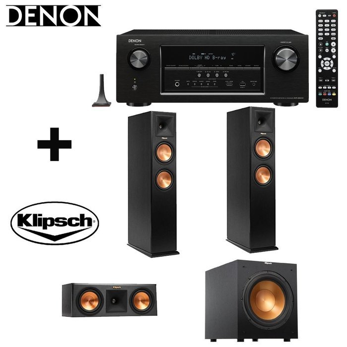 Denon AVR-S900W 7.2 Channel Full 4K Ultra HD A/V Receiver with Bluetooth and Wi-Fi + 2 Klipsch RP-260F Reference...