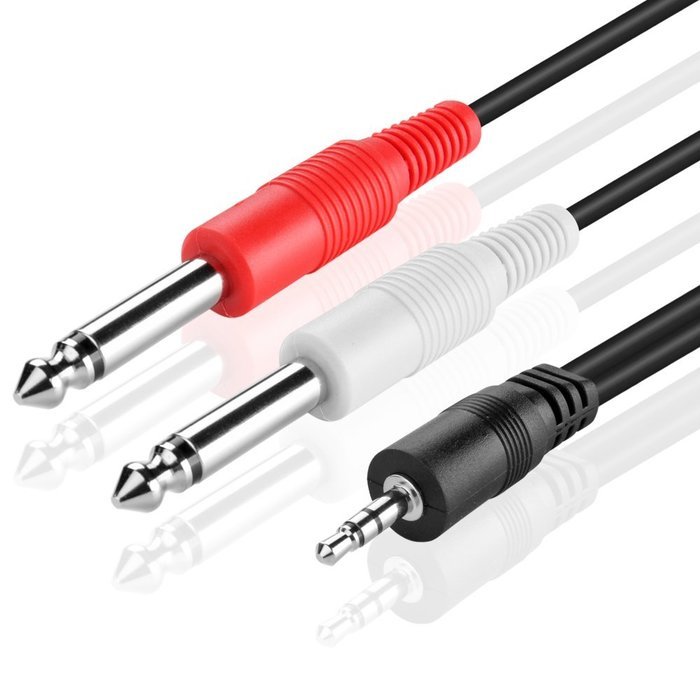 TNP Premium 3.5mm TRS to Dual 1/4 Inch TS Audio Cable (6FT) - Male 3.5mm 1/8" Stereo AUX Auxiliary to 6.35mm 1...