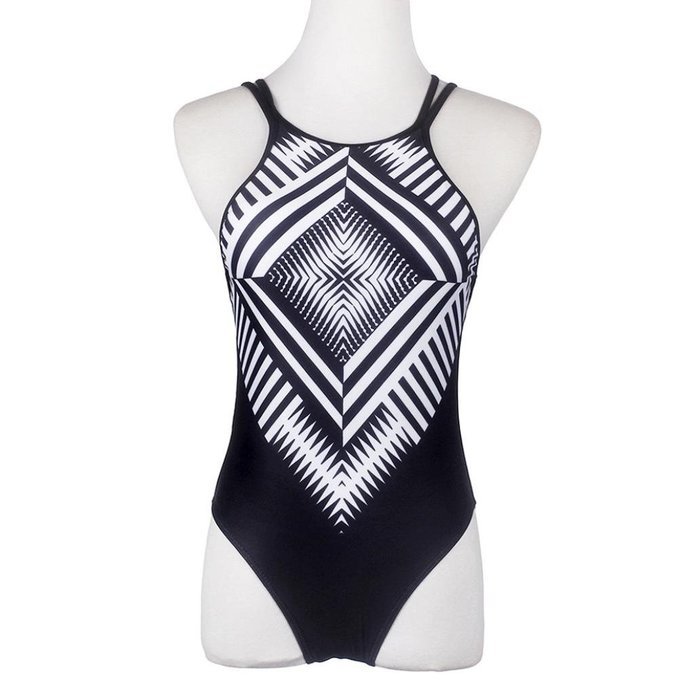 HOT Sale!Canserin Women Bohemia One-piece Geometric Bandage Swimsuit N10