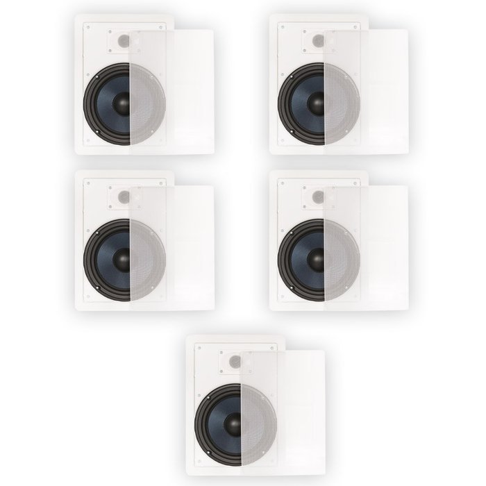 Blue Octave BDW82 In Wall 8" Speakers 2 Way Home Theater Surround Sound 5 Speaker Set