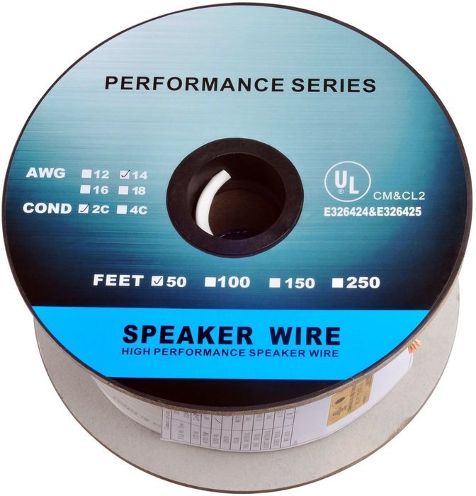 C&E 250 Feet 14AWG CL2 Rated 2-Conductor Loud Speaker Cable (For In-Wall Installation) N18