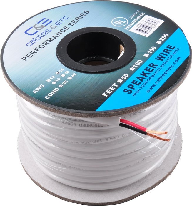 C&E 250 Feet 14AWG CL2 Rated 2-Conductor Loud Speaker Cable (For In-Wall Installation) N20