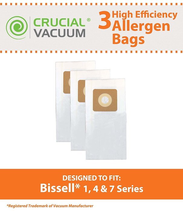 3 Bissell Style 1, 4, & 7 Allergen Vacuum Bags Designed To Fit Bissell Powerforce, PowerGlide, Plus, Lift-Off,...