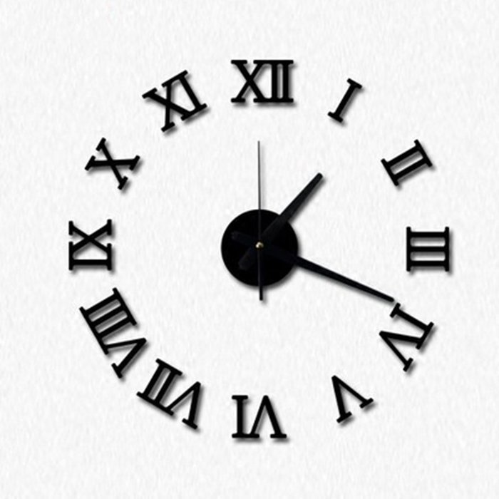 MuLuo DIY Acrylic mirror wall clock 3D Roman numerals design&Home Decor stickers wall Watches black N2