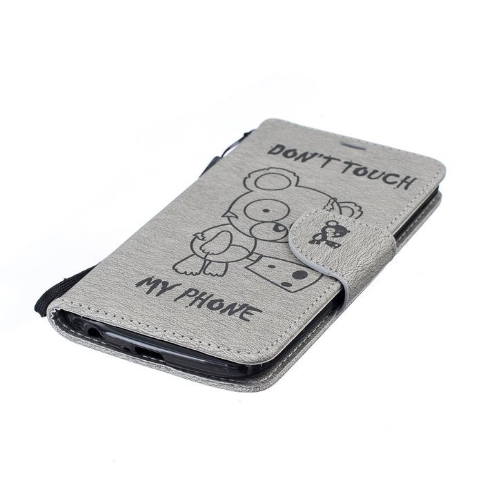 LG K10 Case, LG K10 Wallet Case,PHEZEN Cute Bear Don't Touch My Phone Design PU Leather Wallet Case Stand Flip... N123