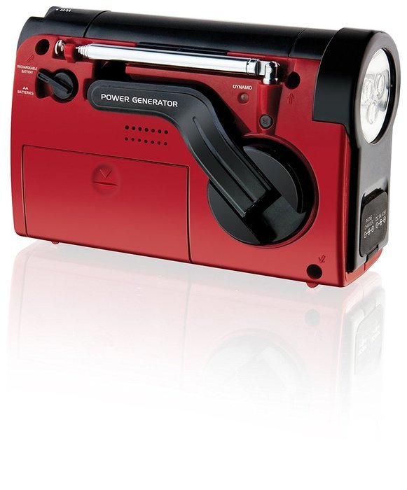 Weather X WR182R NOAA Weather Band and AM/FM Radio Flashlight with Dynamo Hand Crank Power (Red/Black) N3
