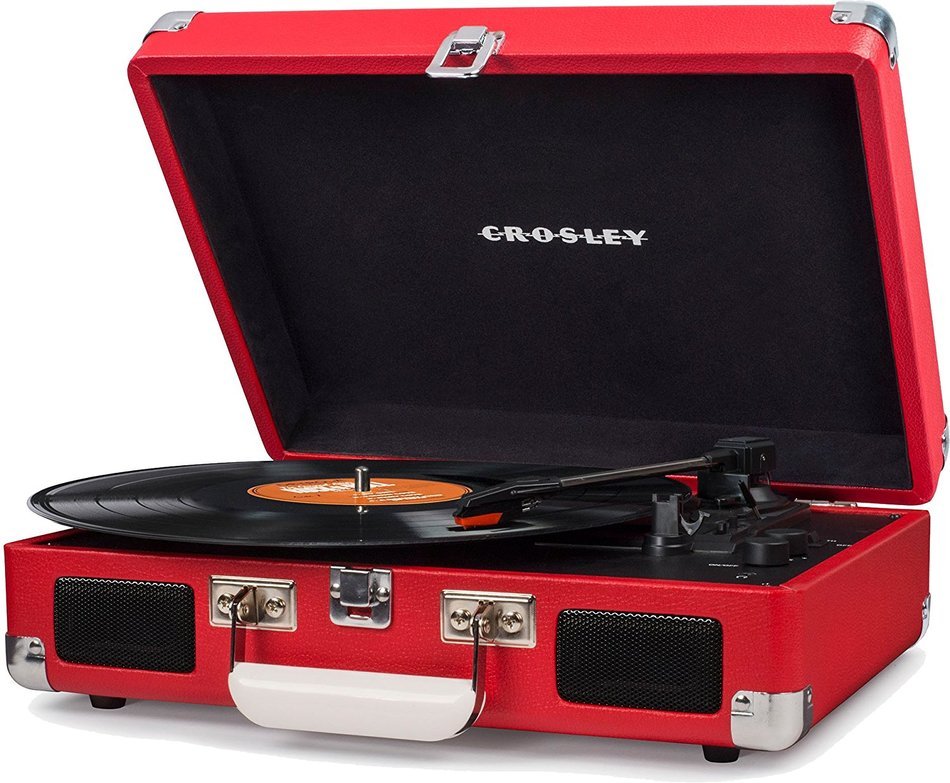 Crosley CR8005D-PI Cruiser Deluxe Portable 3-Speed Turntable with Bluetooth, Pink N41