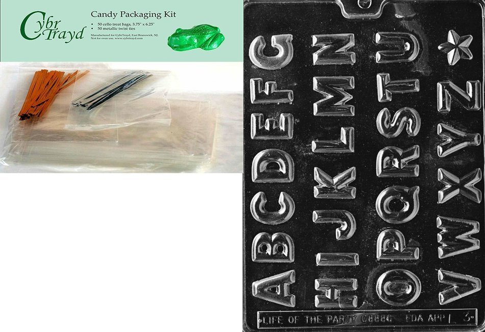 Cybrtrayd L003 Alphabet A to Z Chocolate Candy Mold with Exclusive Cybrtrayd Copyrighted Chocolate Molding Instructions
