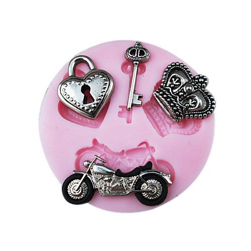 Eoonfirst 3D Motorcycle shaped Silicone Mold Fondant Molds Sugar Craft Tools Chocolate Mould Set of 2