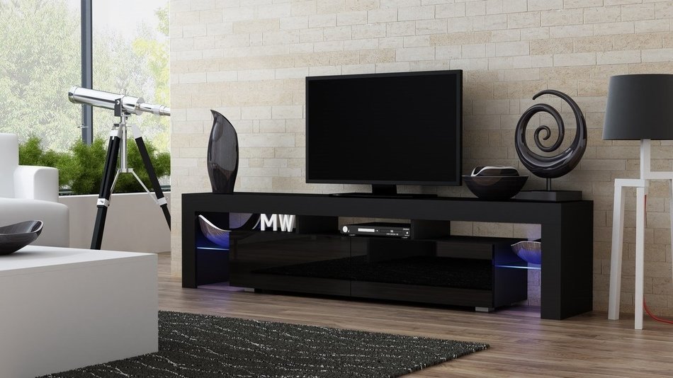 TV Stand MILANO 200 Black Body / Modern LED TV Cabinet / Living Room Furniture / Tv Cabinet fit for up to 90-inch... N3