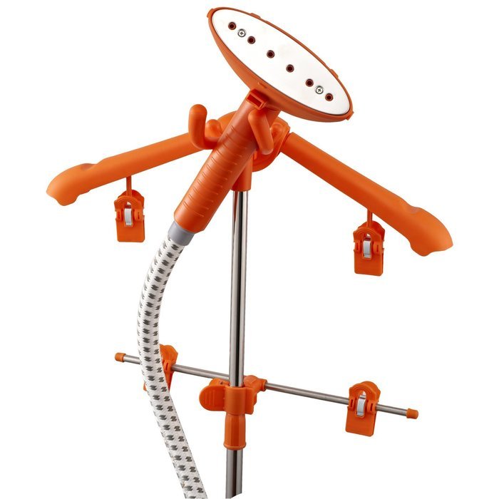 HomCom 40 Ounce Adjustable Upright Fabric Garment Steamer - Orange N3
