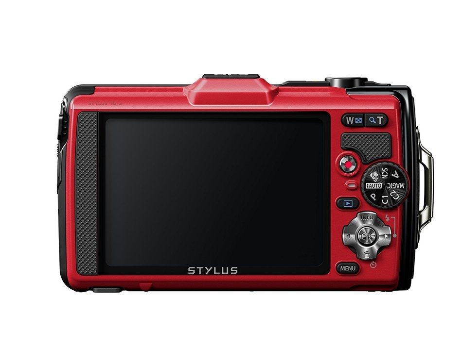Olympus Stylus TG-2 iHS Digital Camera with 4x Optical Zoom and 3-Inch LCD (Red) (Old Model) N14