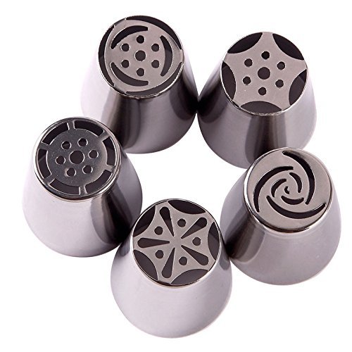 Pastry Tips Set 5Pcs/Lot Russian Tulip Icing Piping Nozzles Kitchen Cake Decoration Decor Tips Tool #83838
