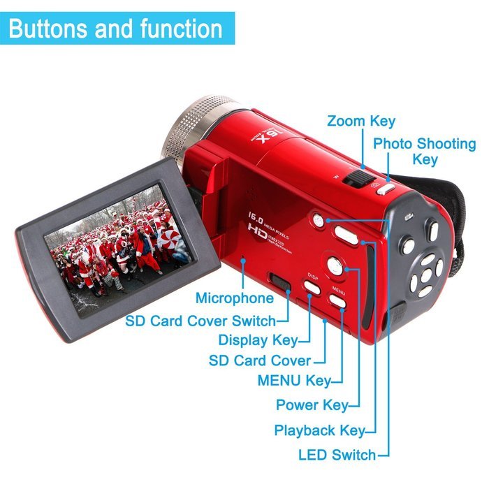 Camera Camcorders, Besteker Portable Digital Video Camcorder HD Max. 16.0 Megapixels 1280*720P DV 2.7 Inches TFT... N7