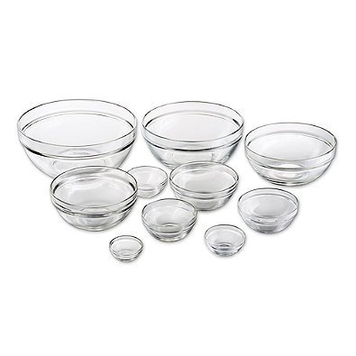 Tempered Glass Mixing Bowls (Set of 10)
