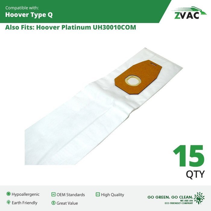 Hoover Platinum Type Q High Efficiency HEPA Vacuum Bags (15 Pack); Replaces Part AH10000, UH30010COM - Made By... N2