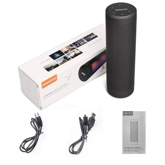 GINGOOD Touch Wireless Bluetooth V4.0 Portable Speaker with Colorful Pulsating LED Lights Silver N12