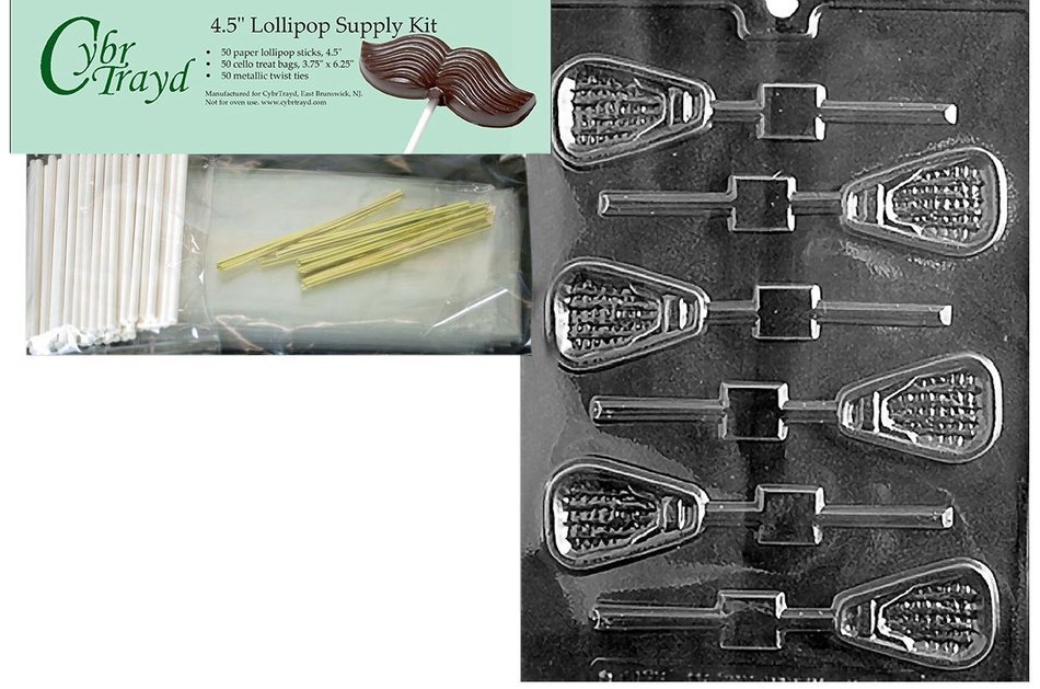 Cybrtrayd S099 Lacrosse Lolly Chocolate Candy Mold with Exclusive Cybrtrayd Copyrighted Chocolate Molding Instructions