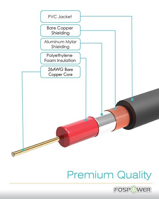 FosPower (6 Feet) 2 RCA M/M Stereo Audio Cable [24K Gold Plated | Copper Core] 2RCA Male to 2RCA Male [Left /... N8