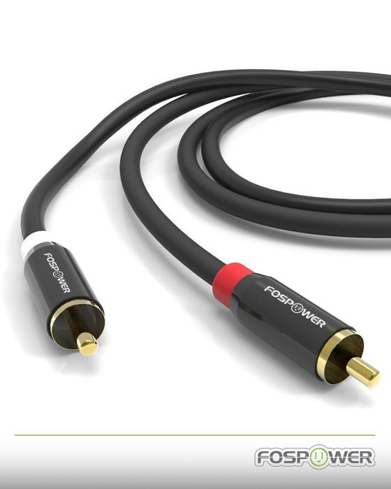 FosPower (6 Feet) 2 RCA M/M Stereo Audio Cable [24K Gold Plated | Copper Core] 2RCA Male to 2RCA Male [Left /... N9