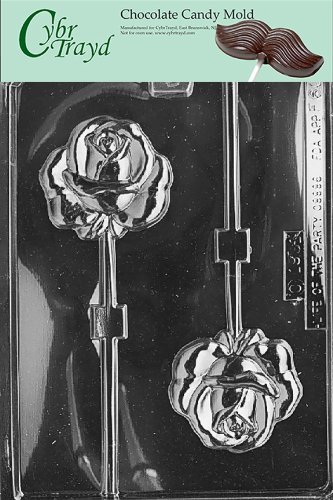 Cybrtrayd F060 Rose Lolly Chocolate Candy Mold with Exclusive Cybrtrayd Copyrighted Chocolate Molding Instructions