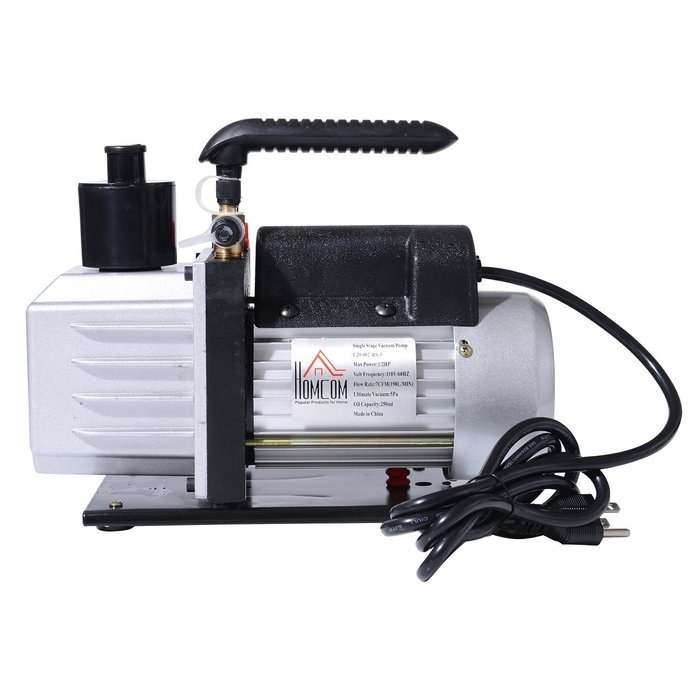 HomCom Single Stage 7 CFM Rotary Vane Vacuum Pump - Black/Silver N3