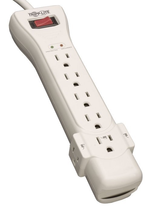 Tripp Lite 7 Outlet Surge Protector Power Strip 15ft Cord Right Angle Plug 2160 Joules Tel (SUPER7TEL15) N7