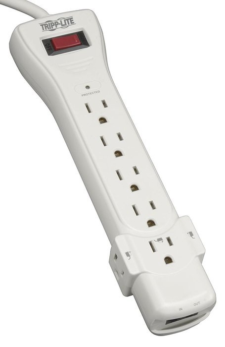 Tripp Lite 7 Outlet Surge Protector Power Strip 15ft Cord Right Angle Plug 2160 Joules Tel (SUPER7TEL15) N8
