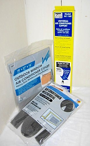 Window Air Conditioner Support Bracket Arm, Insulating Foam, and Window Air Conditioner Cover, 18" 3 Pc Bundle... N2