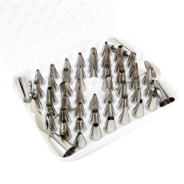 CoZroom 52-Piece Stainless Steel Cake Decorating Tube Set for Cake Decoration with Hinged Storage Box N2