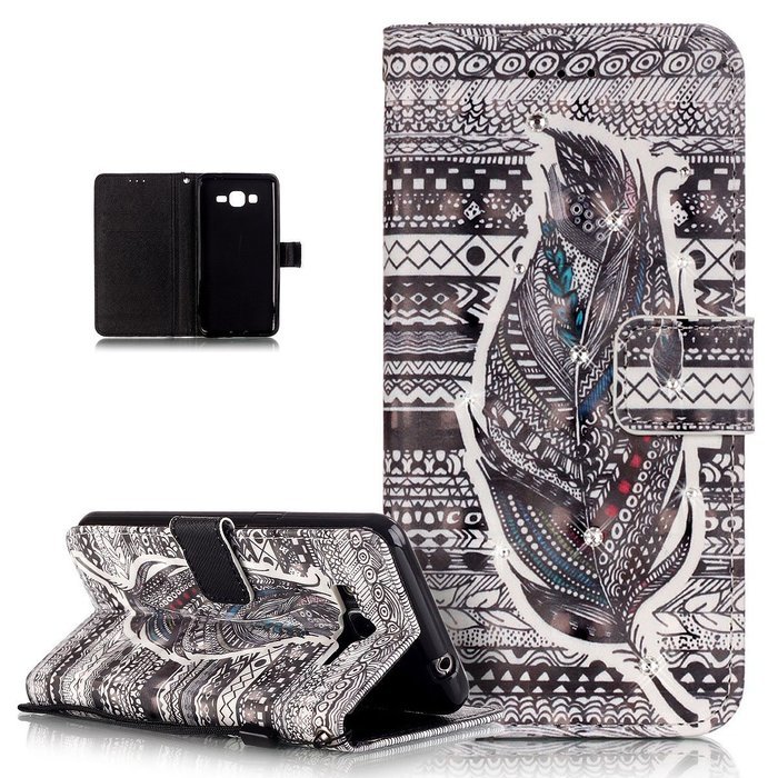 Galaxy Grand Prime Case,ikasus Shiny Glitter Diamond Colorful Art Painting PU Leather Flip Wallet Pouch Stand... N25