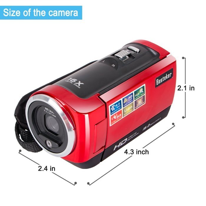 Camera Camcorders, Besteker Portable Digital Video Camcorder HD Max. 16.0 Megapixels 1280*720P DV 2.7 Inches TFT... N14
