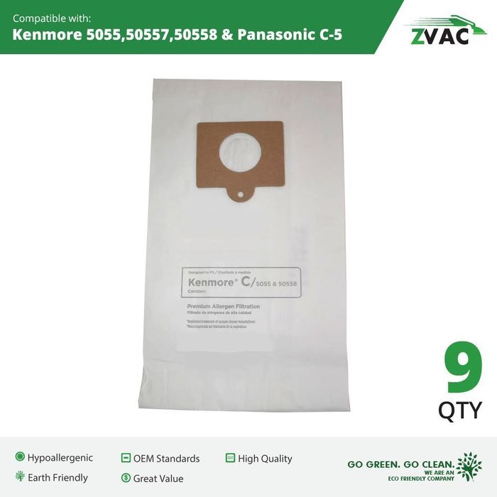 30 Microlined Kenmore Mircrofiltration Canister Vacuum Bags - 50558, 5055 By ZVac N3