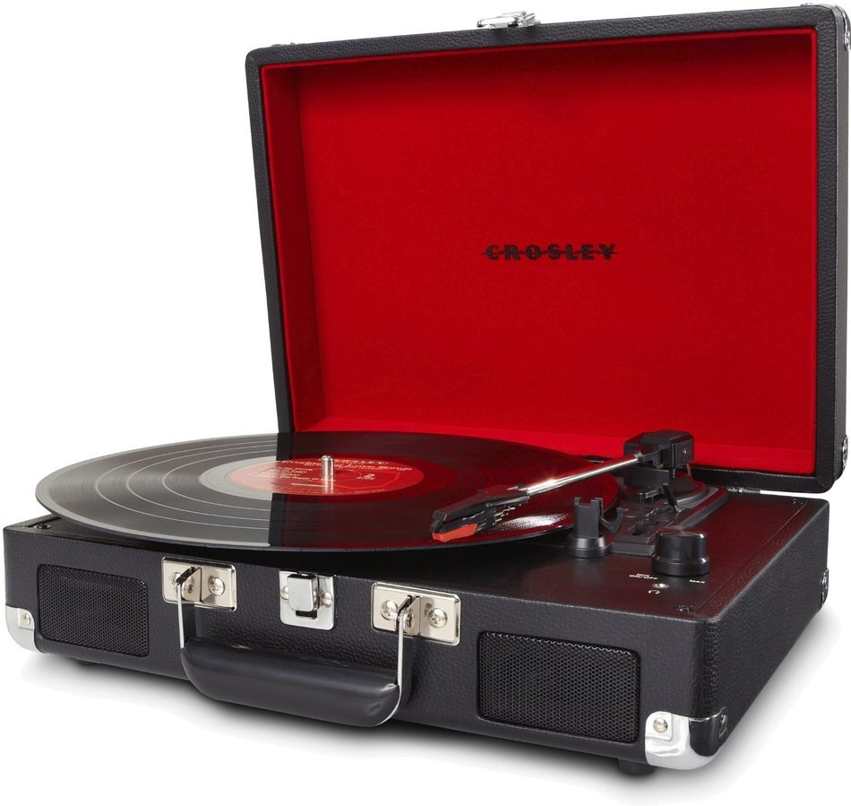 Crosley CR8005D-PI Cruiser Deluxe Portable 3-Speed Turntable with Bluetooth, Pink N54