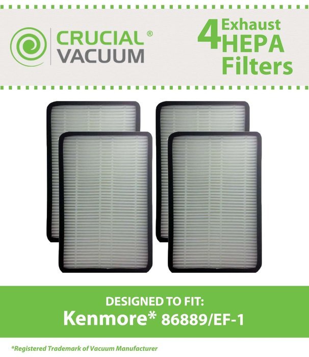 4 Kenmore 86889 EF-1 Exhaust HEPA Vacuum Filters, Compare to Sears Kenmore Part# 86889 (or 20-86889), 40324, EF1... N3