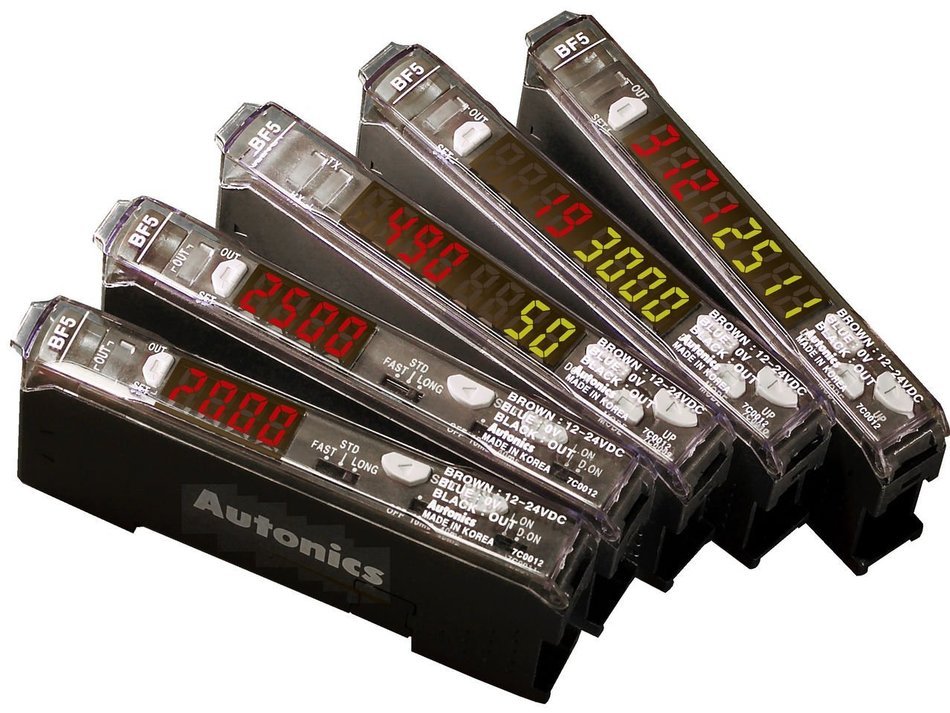 AUTONICS BF5R-D1-P Amplifier, Fiber Optic, Dual-display, Auto Tune, PNP Output, Red LED, 12-24 VDC (fiber req'd)..