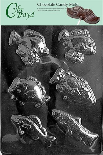 Cybrtrayd N044 Assorted Fish Chocolate Candy Mold with Exclusive Cybrtrayd Copyrighted Chocolate Molding Instructions