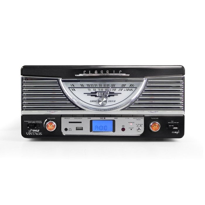 Pyle PTR8UBTBK Bluetooth Turntable System, Retro Vintage Classic Style Vinyl Record Player with Vinyl-to-MP3 Recording... N12