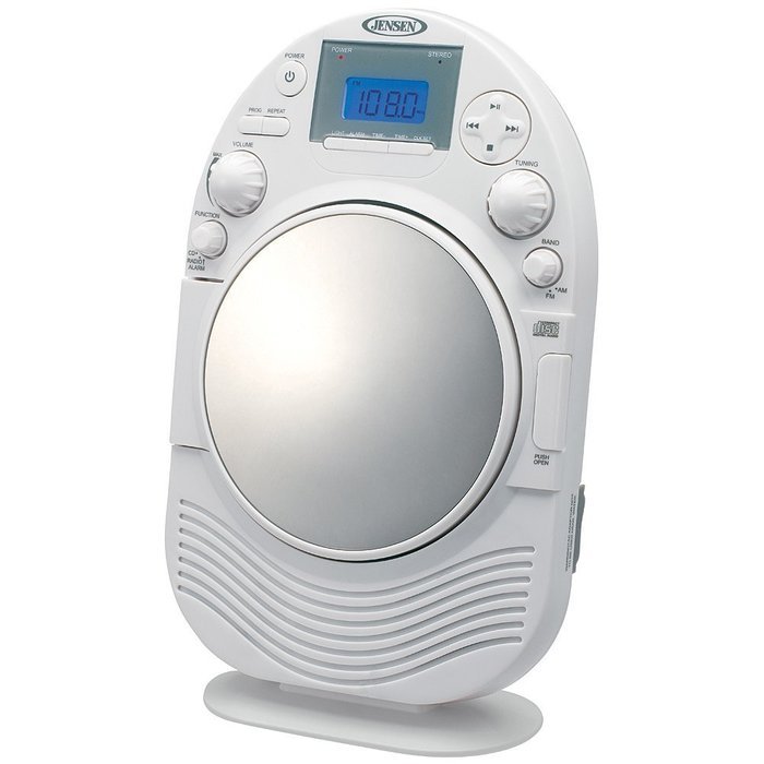 Stereo Shower Radio & CD Player W/ Mirror Fog Resistant Waterproof Speakers