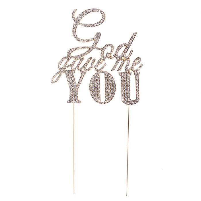 God Gave Me You Cake Topper for Wedding or Anniversary, Gold Party Decoration