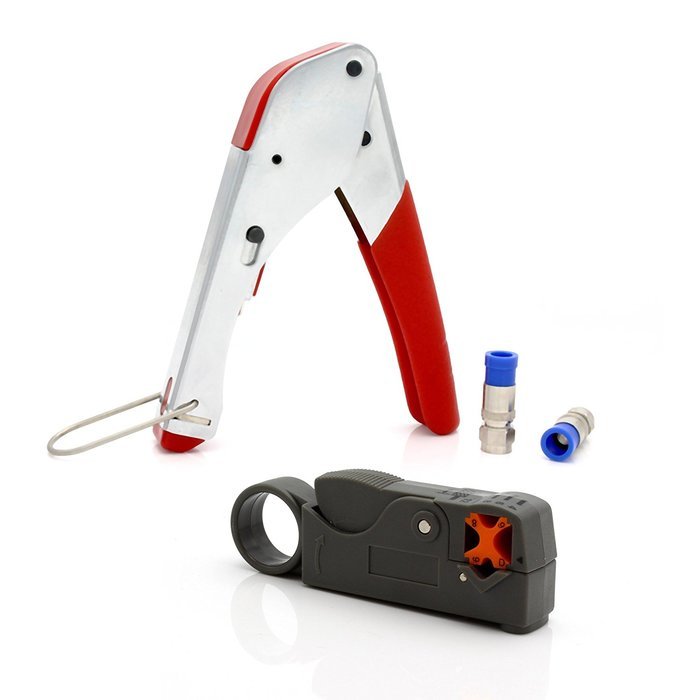CoZroom Electricity Set with Coaxial Cable Stripper for RG6, RG59/62 and RG58, Coaxial Compression Crimp Tool... N3