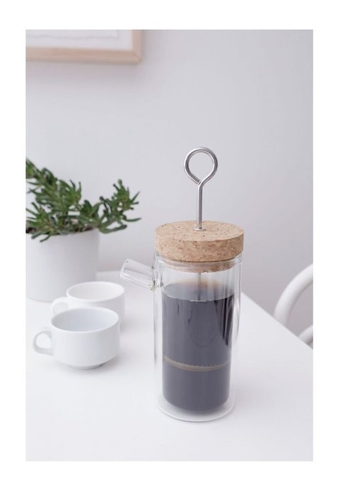 Kikkerland Ora French Press, Glass, 14 Ounce, Clear