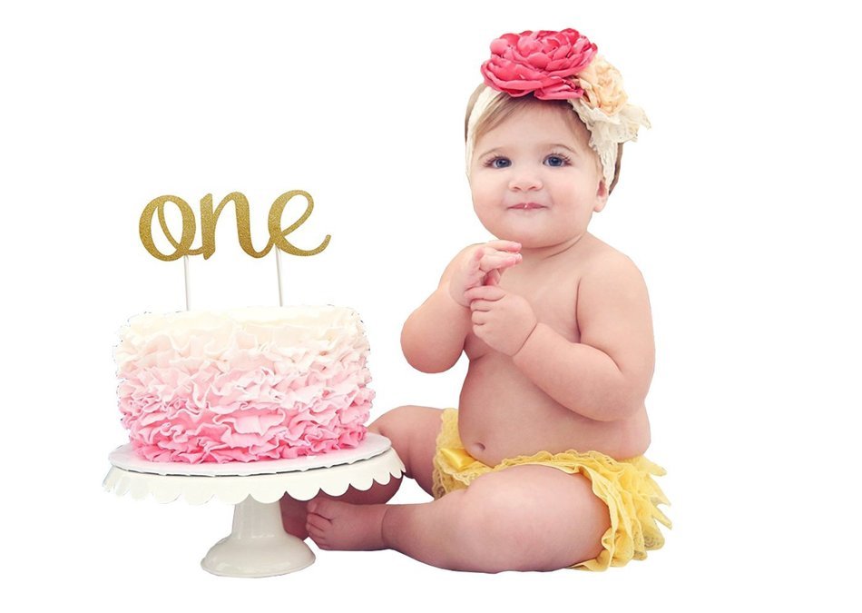 PoshPeanut One Cake Top Handmade in the USA 1st Birthday Cake Topper Beautiful Decoration in Cursive