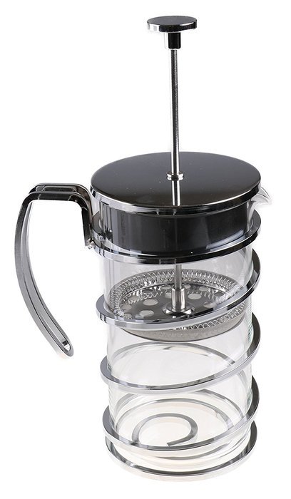 Gourmet 1 Liter Silver Colored French Press Coffee Brewer with Spiral Design