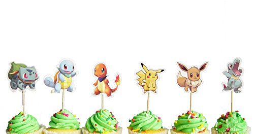 Set of 24 Pokemon inspired Cupcake Toppers food picks double sided by Kate & Jake