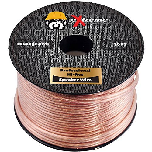 eXtreme Speaker Wire, 14AWG 2-Conductor Stranded Cable (50 Feet, Clear)