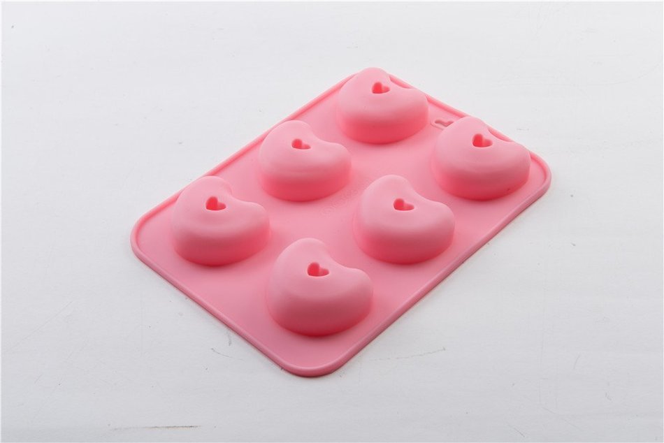 6 Cavity Love Heart Handmade DIY Cake Cookie Ice Mold Soap Making Mould