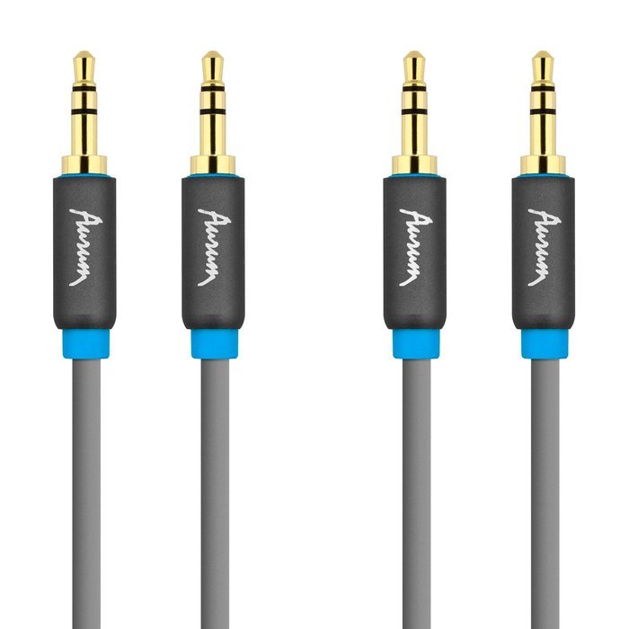 Aurum Cables Male to Male 3.5mm Universal 24K Gold Plated Auxiliary Audio Stereo Cable with 4 6.35mm Male to 3.5mm... N8