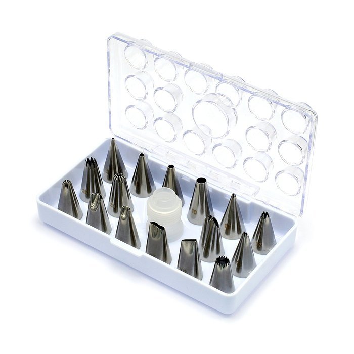 16 Piece Nozzles Stainless Piping Steel Cake Decorating Tube Tips Set for Cake Decoration with Hinged Storage... N2