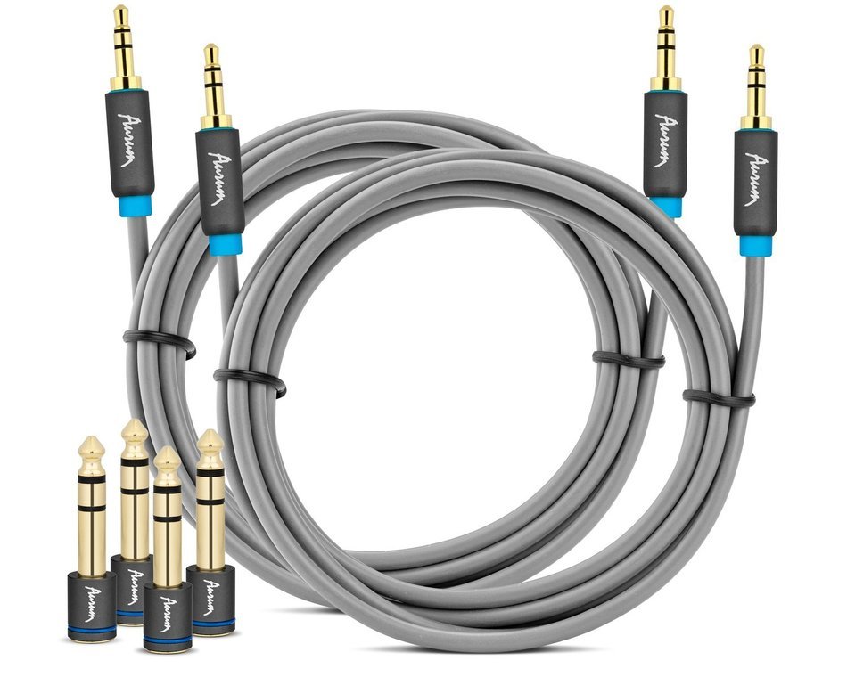 Aurum Cables Male to Male 3.5mm Universal 24K Gold Plated Auxiliary Audio Stereo Cable with 4 6.35mm Male to 3.5mm... N9